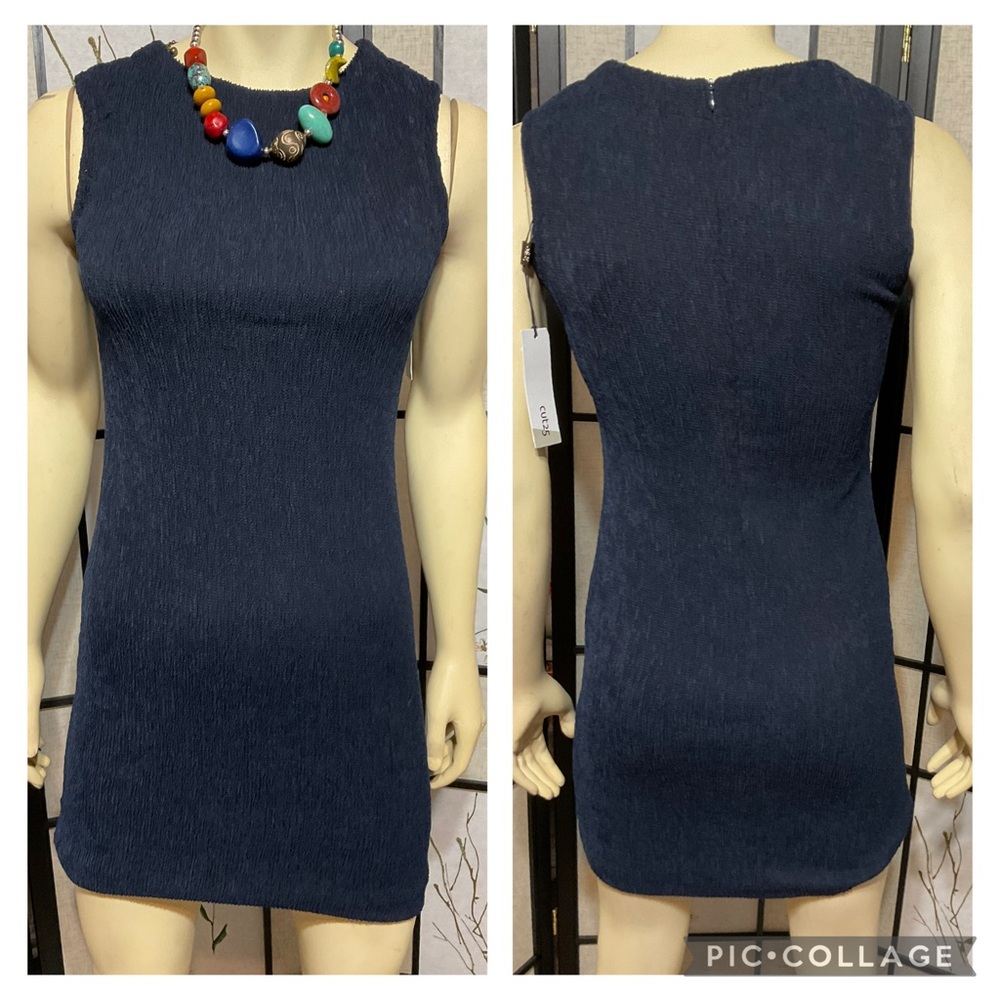 CUT 25 Seersucker Bodycon Navy Blue Dress